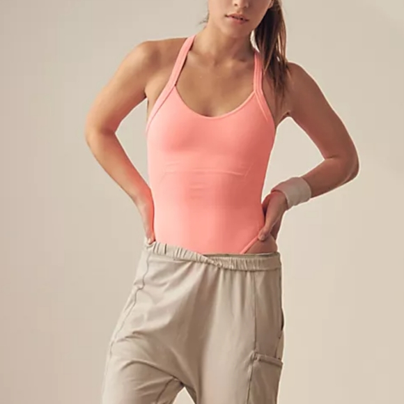 Free People Good Karma Bodysuit in Papaya Punch sz XS/S NWOT - Picture 2 of 11